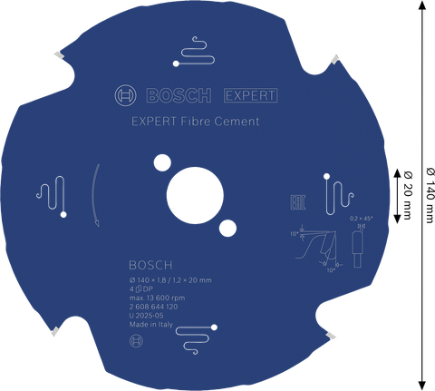 BoschEXPERT 纤维水泥圆锯片 140mm。